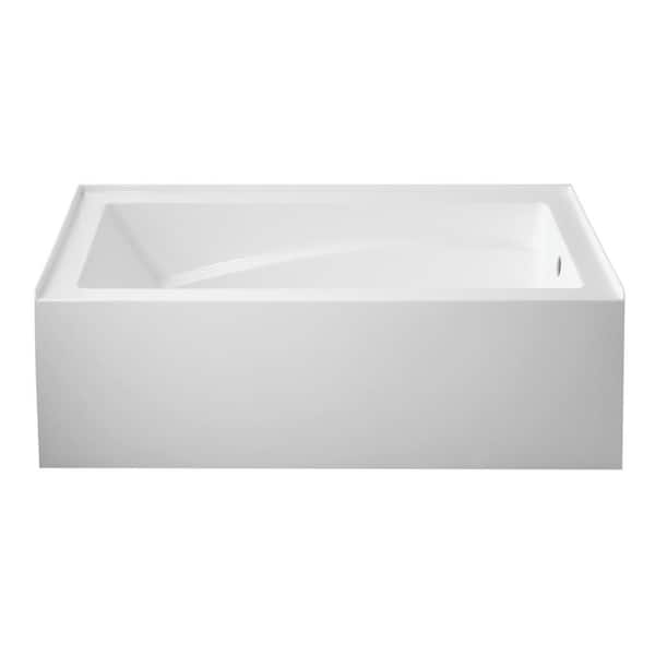 Kingston Brass Oriel 60 in. Acrylic Right Drain Rectangular Alcove Bathtub in White
