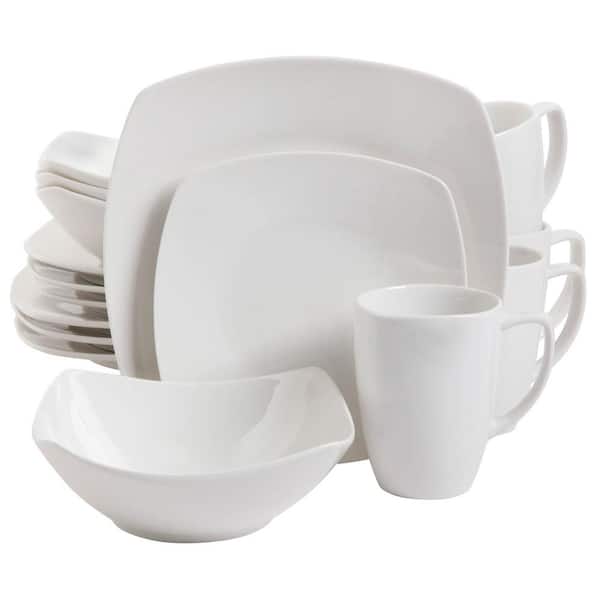Gibson Zen 16-Piece Contemporary White Ceramic Dinnerware Set (Service for 4)
