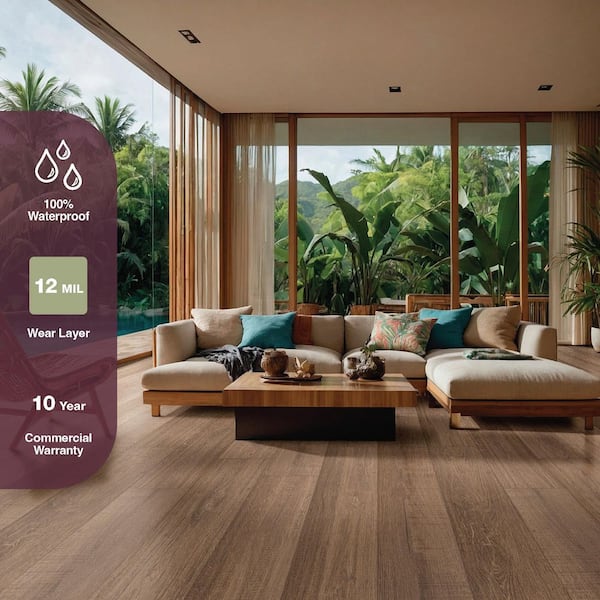 Highmarket 12 MIL x 7 in. x 48 in. Waterproof Click Lock Rigid Core Vinyl Plank Flooring (23.77 sq. ft./Case)