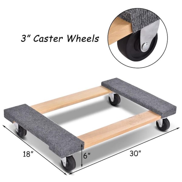 Capacity Hardwood Dolly Moving Dolly 30 In x 18 In 1000 lb 