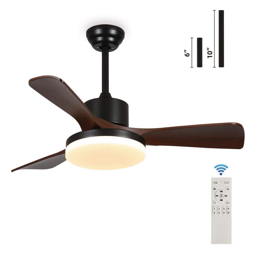 42 in. Smart Indoor Black 6-Speeds Ceiling Fan with Integrated LED and APP/