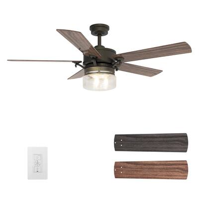 Alexandria 52 in. Oil Rubbed Bronze Smart Ceiling Fan with Light Kit and Wall Control, Works with Alexa/Google Home/Siri