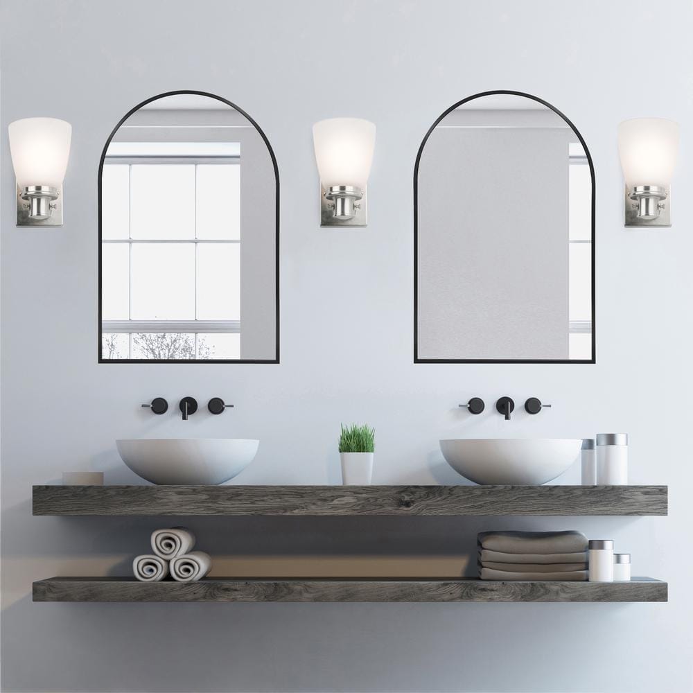 Satin Nickel Wall Sconce with Frosted Glass Shade