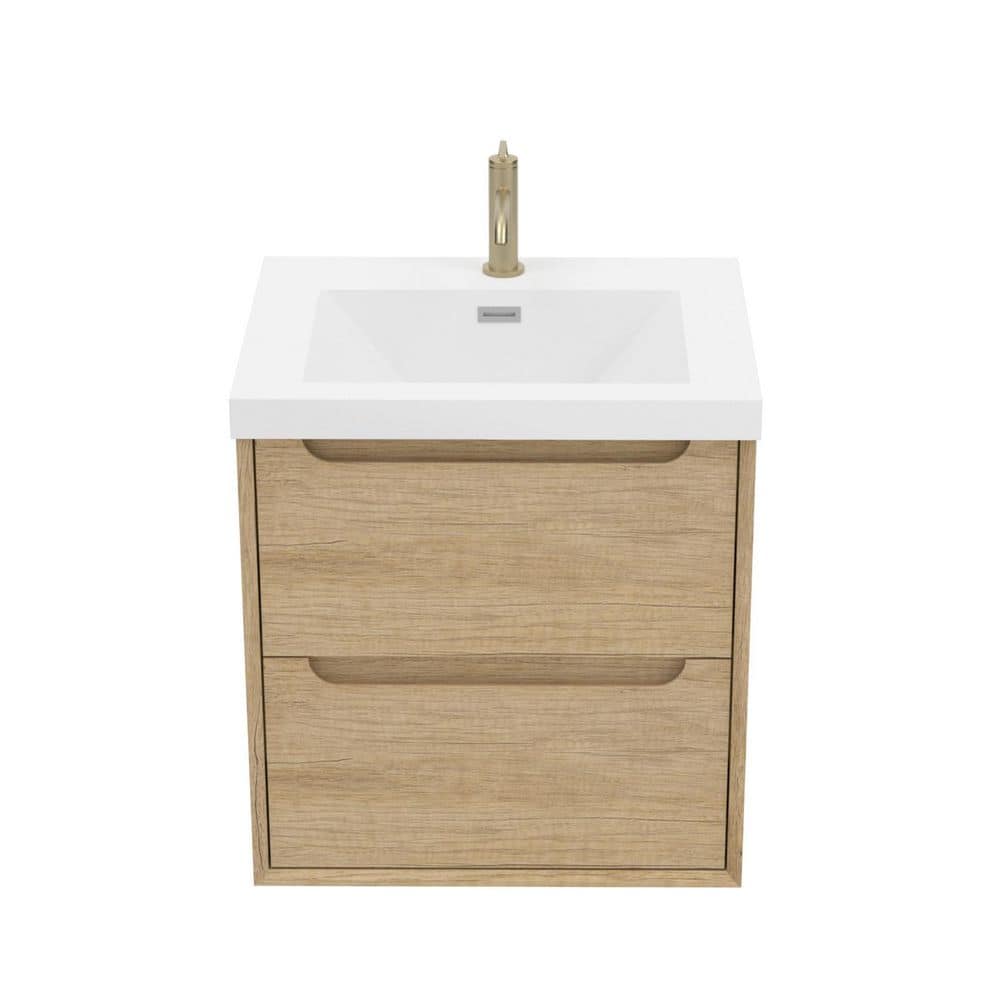 AuroraSky 24 in. Single Sink Floating Bath Vanity in Natural Oak with White Integrated Resin Top Basin (Assembled) price history on PriceWatchPro