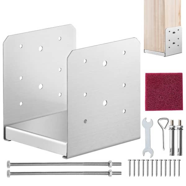 6 x 6 in. Post Base, 1-Pieces Stainless Steel Adjustable Post Anchor Bracket(Internal 5.9 x 5.5 in. ) 2025 Update
