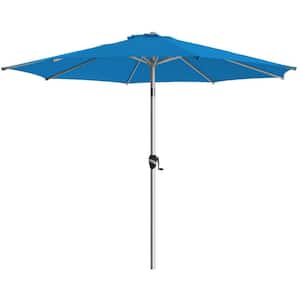 9ft. Aluminum Outdoor Market Umbrella Patio Umbrella, 5-YEAR Fade-Resistant and Push Button Tilt in Royal Blue