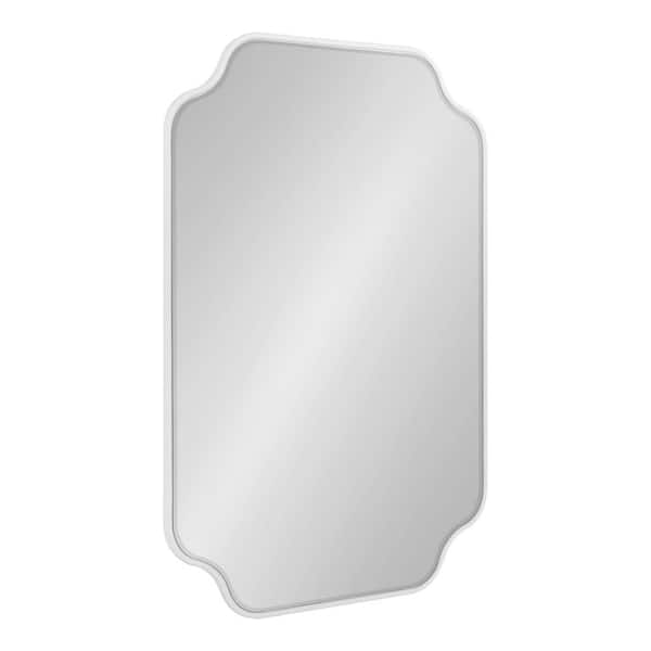 Kate and Laurel Plumley 24.00 in. W x 36.00 in. H White Irregular Modern Framed Decorative Wall Mirror