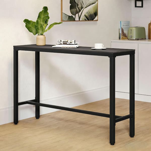 Pellebant 55 in. Patio Outdoor Bar Table Rectangle Dining Table in Black