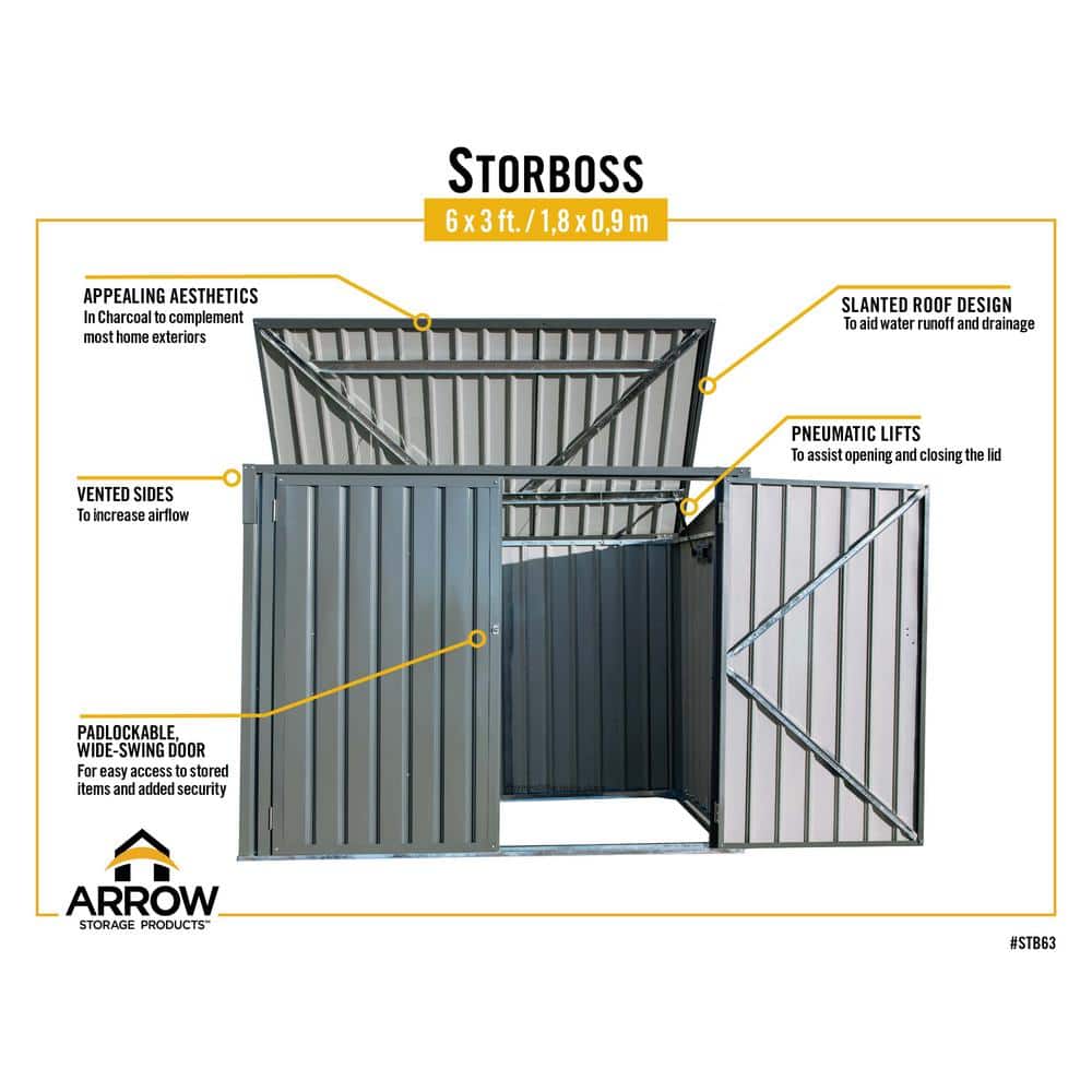 Charcoal Galvanized Steel 6 x 3 ft. Lean-To Shed Kit