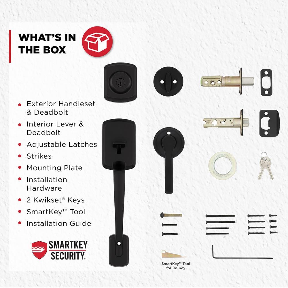 Matte Black Single Cylinder Deadbolt Entry Door Handleset