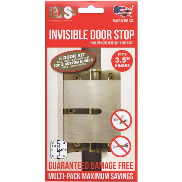 IDS 3-1/2 in. Clear Polymer Matte Hinge Stop Hollow Core Interior Door Stop 5 Door Multi-Pack (10 Straps)