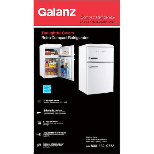 Galanz 3.1 cu. ft. Retro Mini Fridge with Dual Door True Freezer