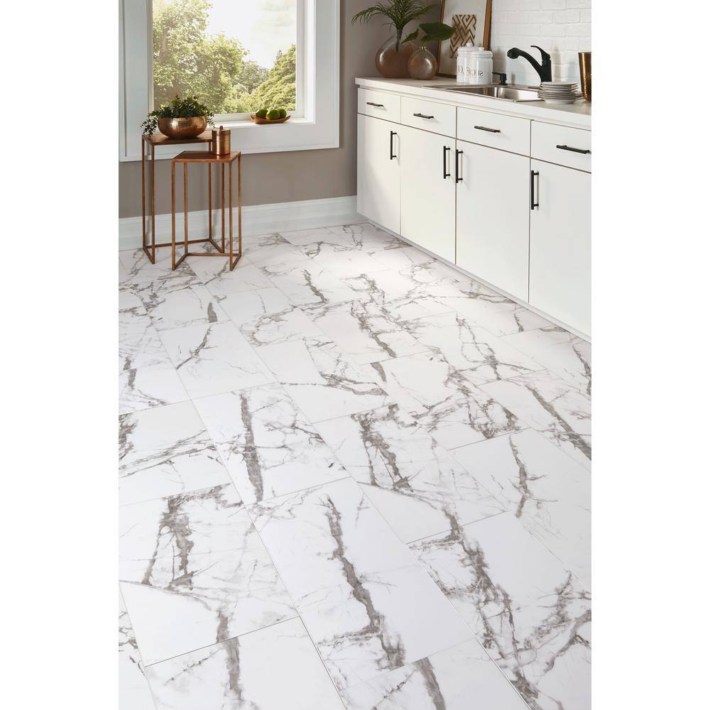 Carrara Porcelain 12" x 24" Waterproof Rigid Core Vinyl Tile