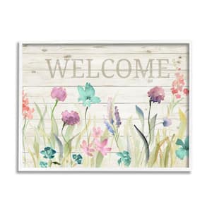 Welcome Spring Wildflower Meadow Rustic Pattern By Lanie Loreth Framed Print Nature Texturized Art 24 in. x 30 in.