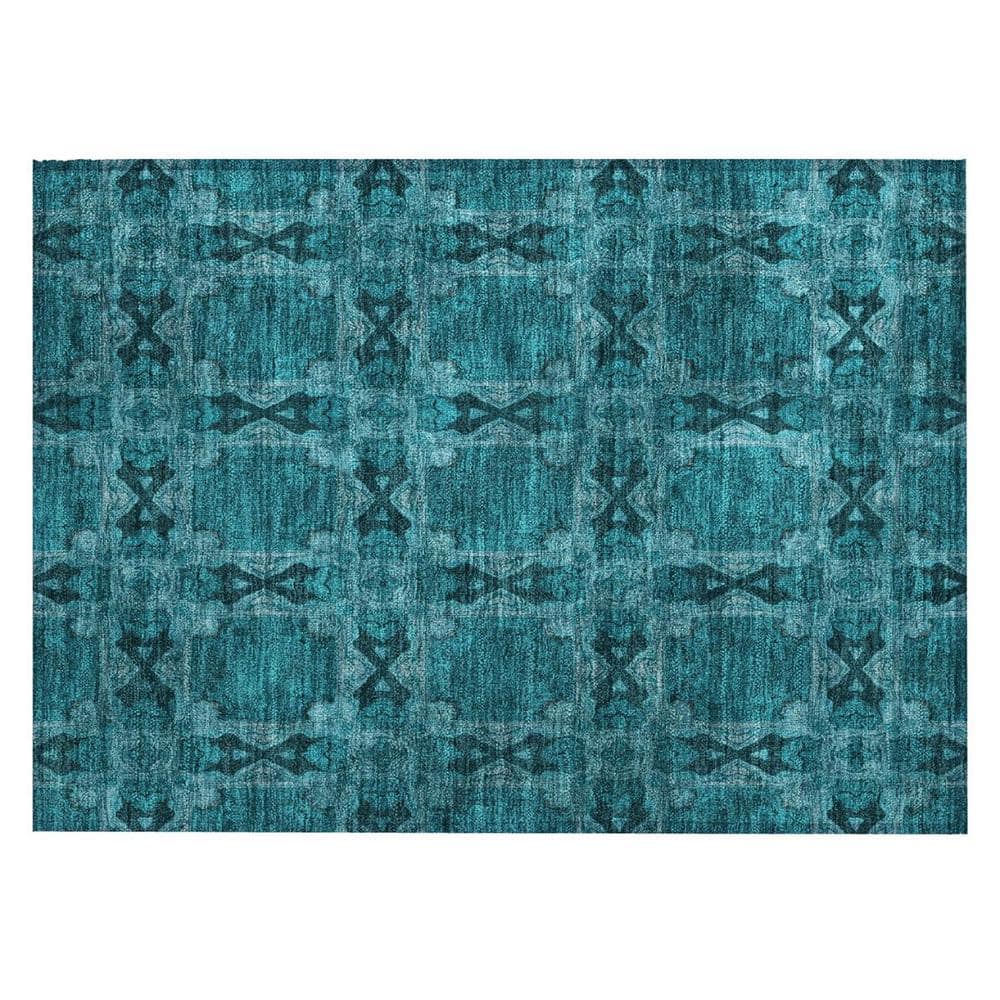 Teal 2 ft. x 3 ft. Woven Floral;Medallion Rectangle Indoor/Outdoor Area Rug price history on PriceWatchPro