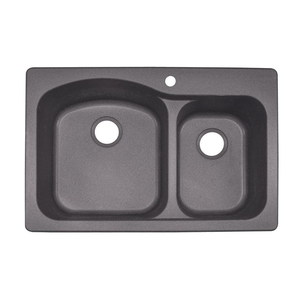 Franke 33 in. 4-Hole Gravity Dual Mount Composite Granite Double Bowl  Kitchen Sink in Shadow Grey DIG62F91-SHG - The Home Depot