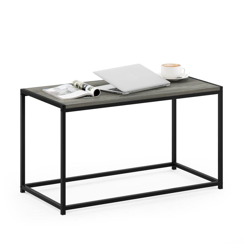 French Oak Grey Rectangular Wood Coffee Table with Metal Frame