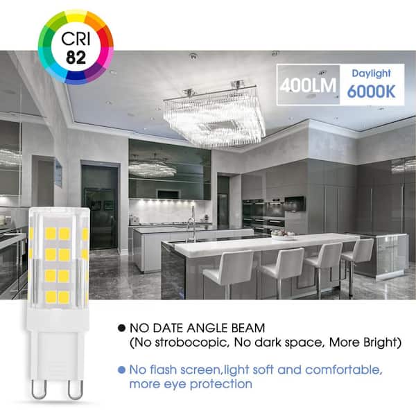 40-Watt Equivalent Non-Dimmable G9 LED Light Bulb in Daylight White 6000K,Led Chandelier Bulbs (5-Pack)