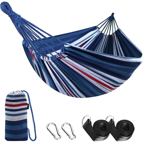 Unbranded 9 ft. 2Person Cotton Hammock Comfortable Fabric Hammock with Tree Portable Hammock with Travel Bag