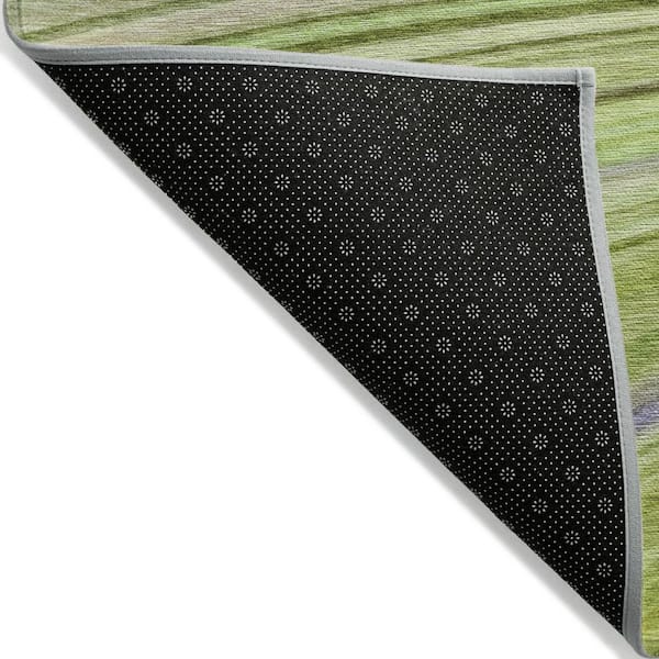 Artichoke Green, Olive Green 9 ft. x 12 ft. Woven Abstract Polyester Rectangle Indoor / Outdoor Area Rug