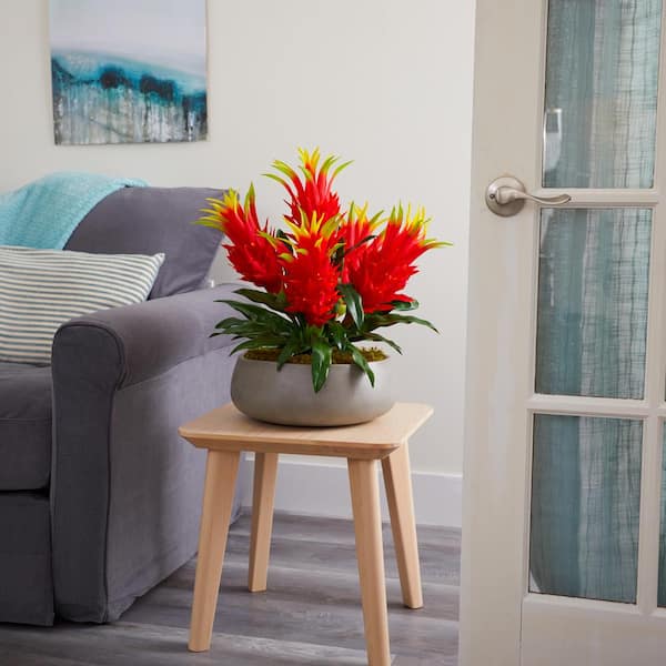 Nearly Natural 22 In Dragon Fruit Artificial Plant In Gray Garden Vase P1331 The Home Depot