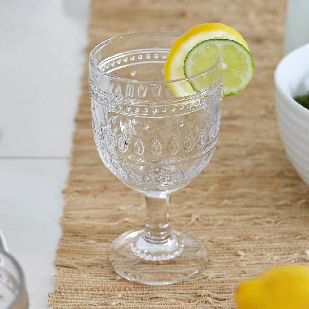 Fez Clear Glass 12oz Wine Goblet Set of 4