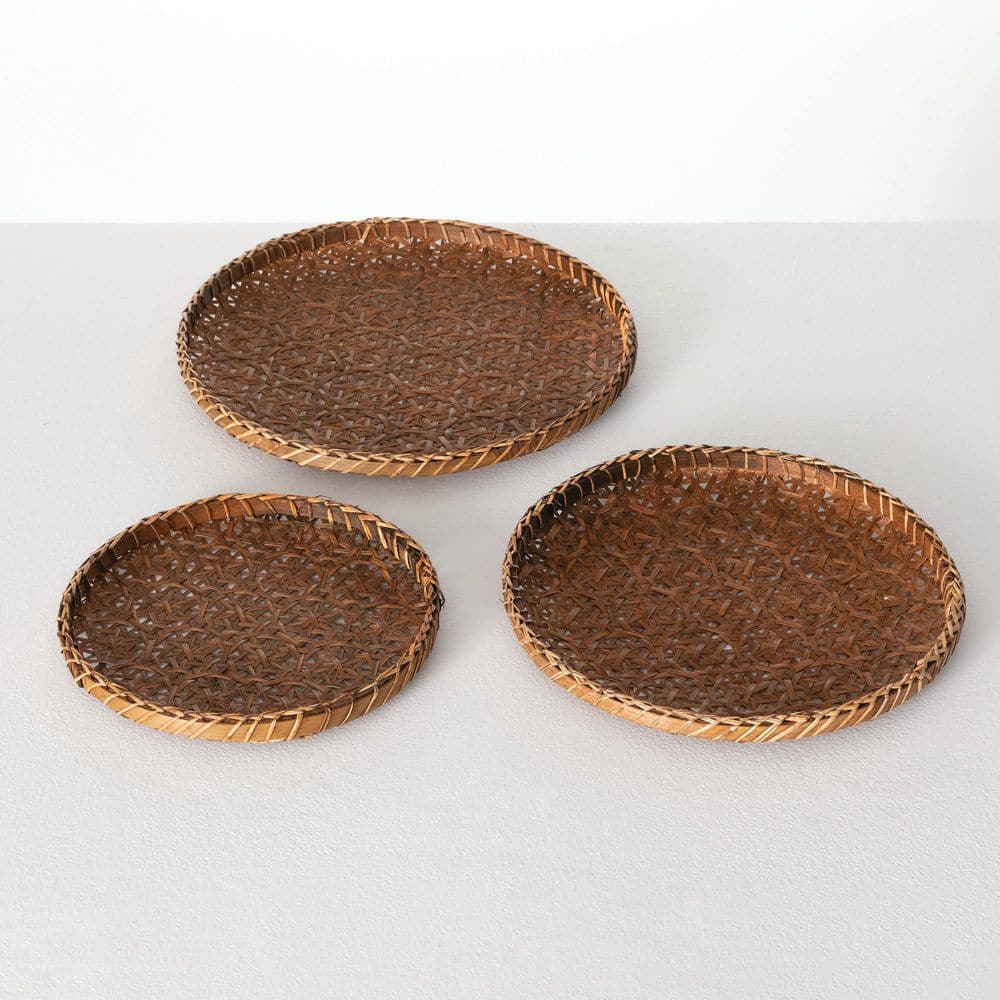 "13.75"", 11.75"" & 10"" Round Woven Tray Set of 3, Brown" price history on PriceWatchPro