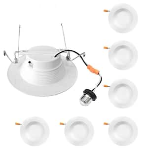 4 in. Adjustable 5CCT 2700K-5000K Retrofit Recessed Lighting, Dimmable with E26 Screw in Fixtures, LED Downlight 6-Pack