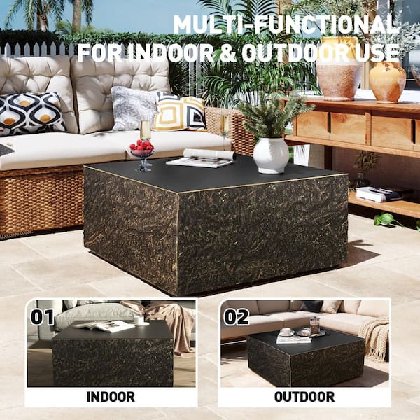 28 in. Outdoor Square Magnesium Oxide Coffee Table in Vintage Bronze