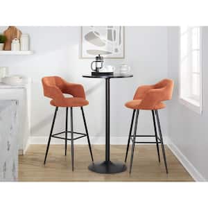 Margarite 30 in. Orange Fabric and Black Metal Fixed-Height Bar Stool (Set of 2)