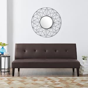 68.5 In. W. Armless Faux Leather Rectangle Futon Sofa in. Brown