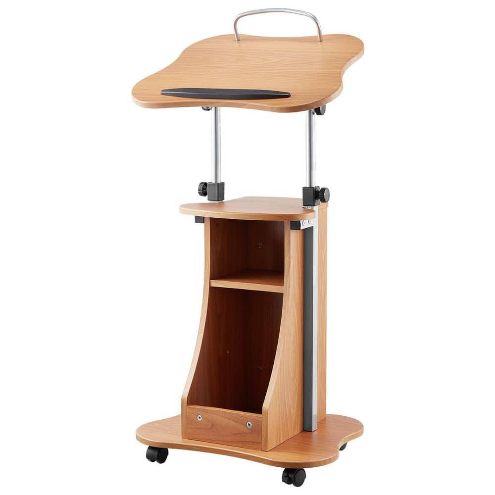 43-In. Wooden Podium Stand, Mobile Laptop Desk with Lockable Wheels, Spacious Reading Surface and Open Storage price history on PriceWatchPro