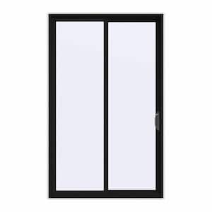 60 in. x 96 in. V-4500 Contemporary Black FiniShield Vinyl Right-Hand Full Lite Sliding Patio Door w/White Interior