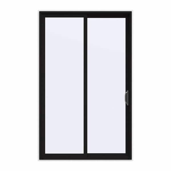 JELD-WEN 60 in. x 96 in. V-4500 Contemporary Black FiniShield Vinyl Right-Hand Full Lite Sliding Patio Door w/White Interior