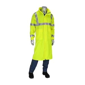 Vizard Men's 2X-Large Hi Vis AR/FR ANSI Type R Class 3 All Purpose Waterproof Raincoat with 2-Pockets, 14 cal/sq.cm