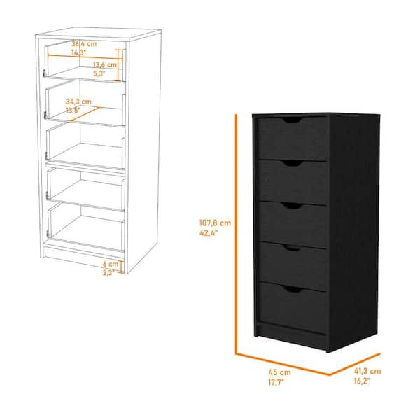 REAHOME 7.8 in. x 18.5 in. x 33 in. Black Grey 4-Drawer Vertical