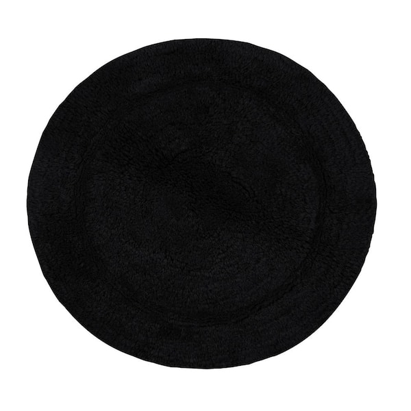 Waterford Collection 100% Cotton Tufted Bath Rug, Machine Wash, 22 in. Round, Black