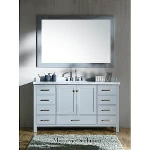 Cambridge 61 in. W x 22 in. D x 36 in. H Bath Vanity in Grey with Carrara White Marble Top