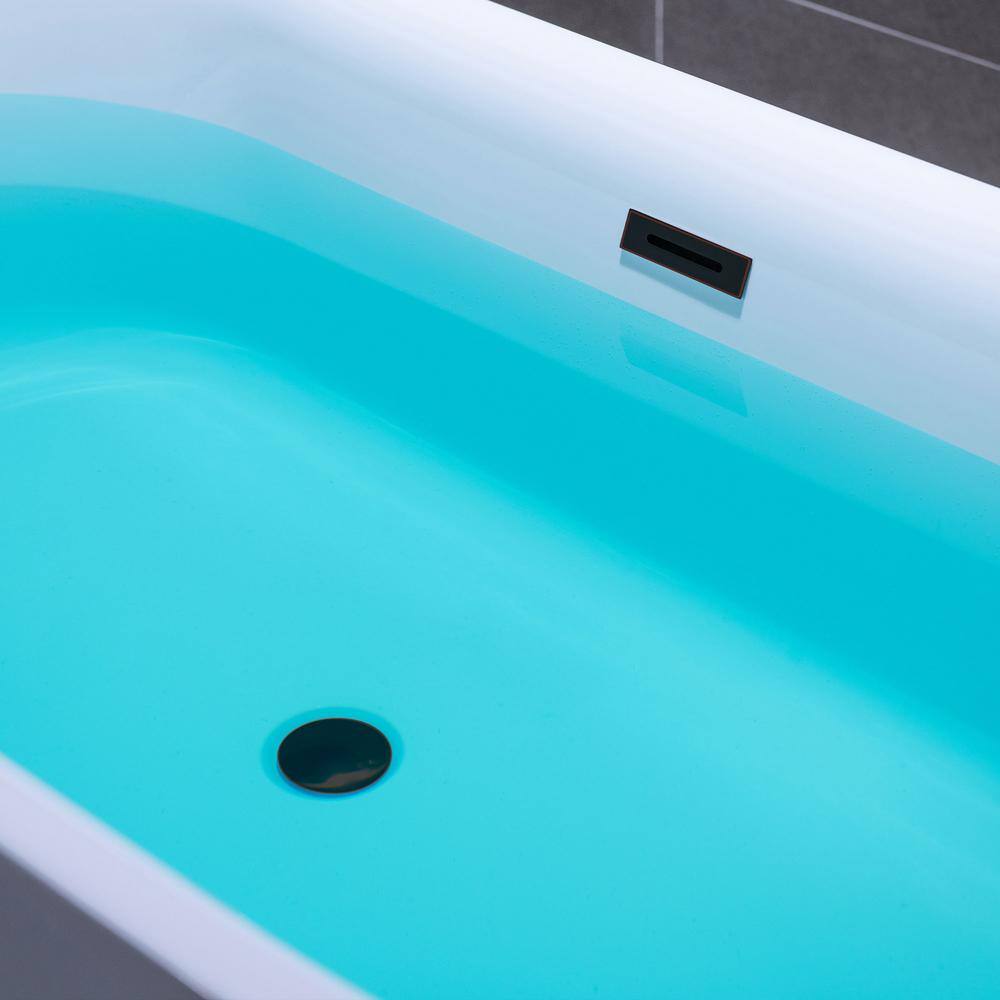 White Acrylic Oval Freestanding Soaking Bathtub with Center Drain