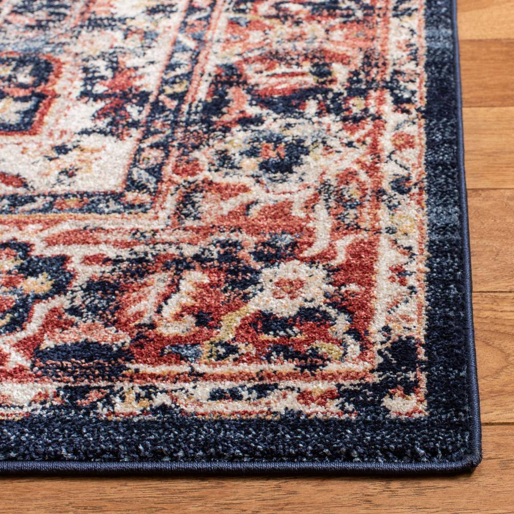 Charleston Navy and Red Synthetic 8' x 10' Area Rug
