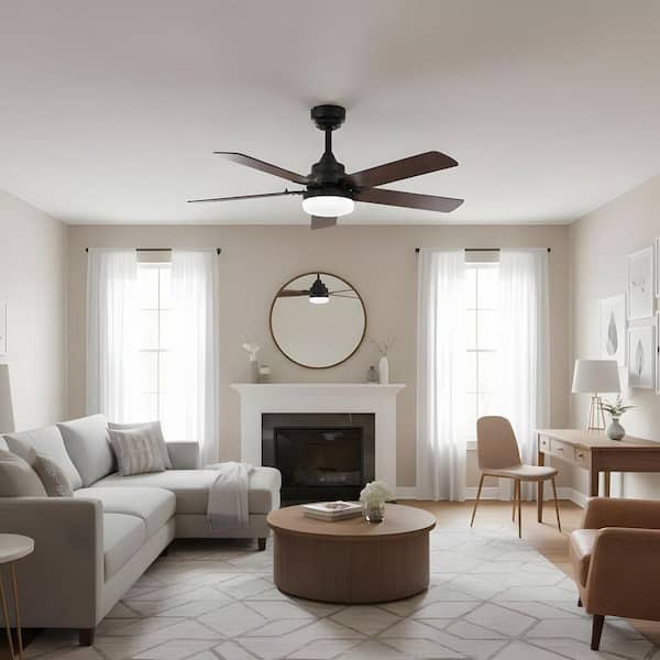 42 in. Integrated Integrated LED Indoor Black Ceiling Fan with Lighti Kit and Bi-Color Fan Blade