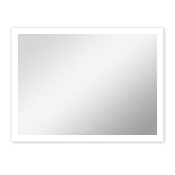 Lycvki 48 in. W x 36 in. H LED Light Rectangular Frameless Wall Mount 1-button Bathroom Vanity Mirror in Silver