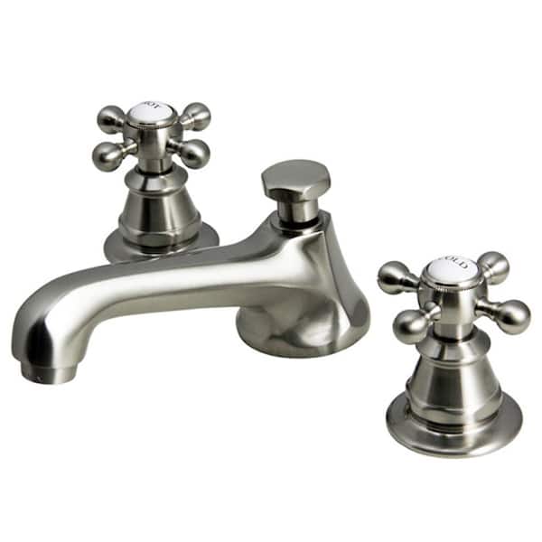 Water Creation 8 in. Widespread 2-Handle Century Classic Bathroom Faucet in Brushed Nickel with Pop-Up Drain