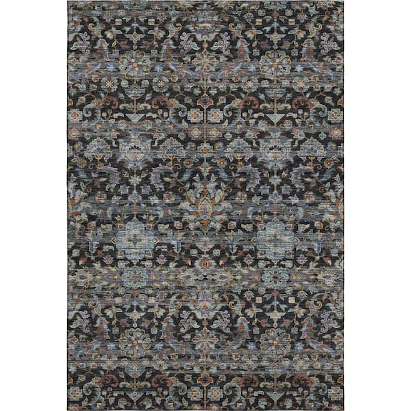 Mayfield Premium Machine Washable Abstract AMF2485 Black 10 ft. x 14 ft. Area Rug