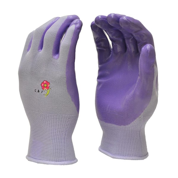 G & F 15226 M Guantes de jardinería, trabajo con revestimiento de nitrilo  guantes de la mujer, paquete de 6 pares