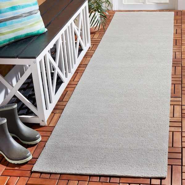 Outdoor Micro-Loop Gray 2 ft. x 9 ft. Solid Indoor/Outdoor Runner Rug