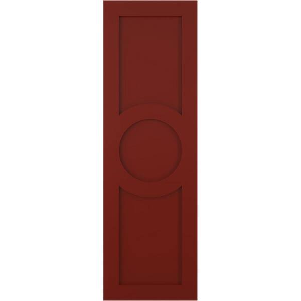 Ekena Millwork 12 in. x 26 in. True Fit PVC Center Circle Arts and Crafts Fixed Mount Flat Panel Shutters Pair in Pepper Red