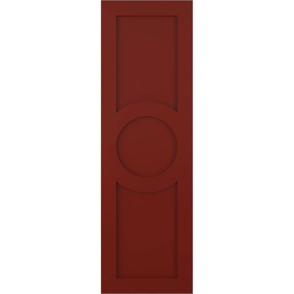 True Fit 15 in. x 63 in. PVC Center Circle Arts and Crafts Fixed Mount Flat Panel Shutters Pair in Pepper Red price history on PriceWatchPro