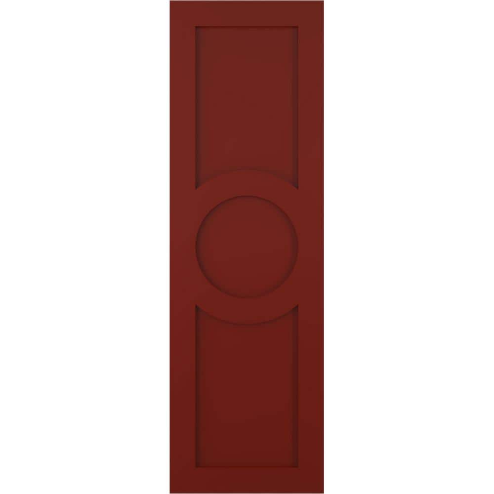 True Fit 18 in. x 66 in. PVC Center Circle Arts and Crafts Fixed Mount Flat Panel Shutters, Pepper Red (Per Pair) price history on PriceWatchPro