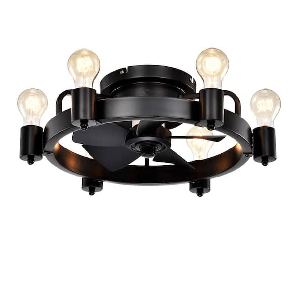Jushua 19.5 in. Indoor Matte Black Ceiling Fan with Remote Control, 5-ABS Blades Small Size Ceiling Fan Rustic Bronze